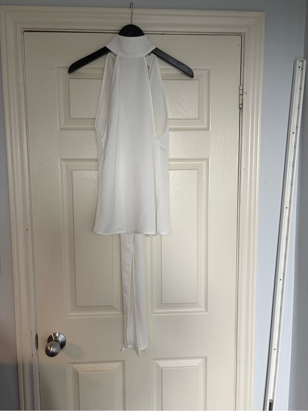 MISHA COLLECTION White Sleeveless Halter Top with Back Tie
